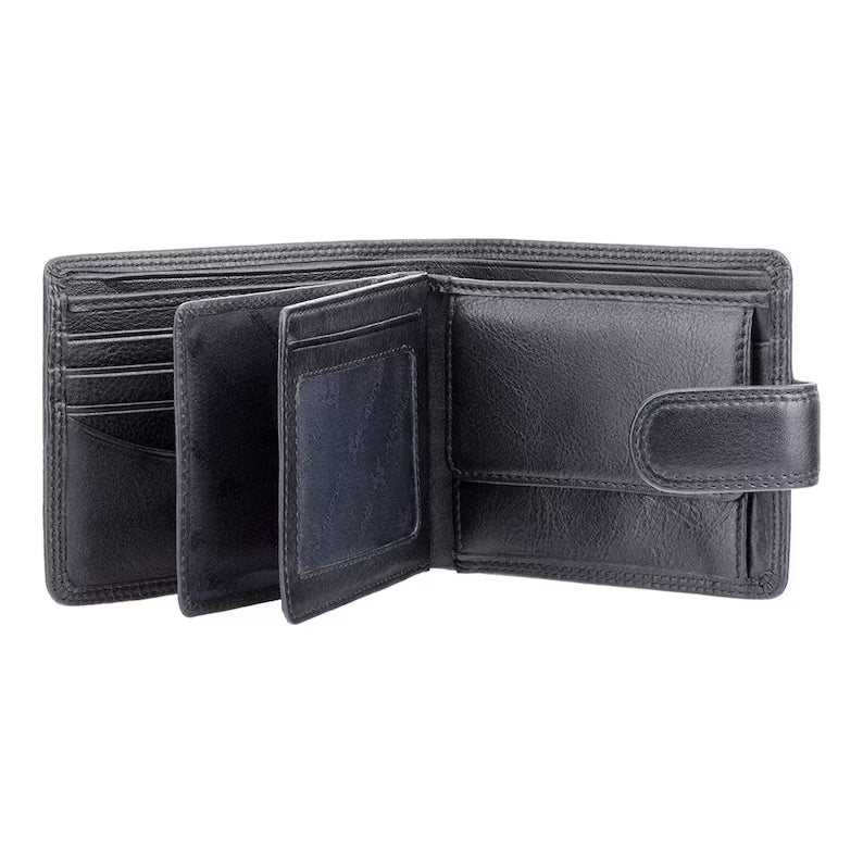The "Strand" Heritage Wallet – Onyx Black Leather with RFID Protection
