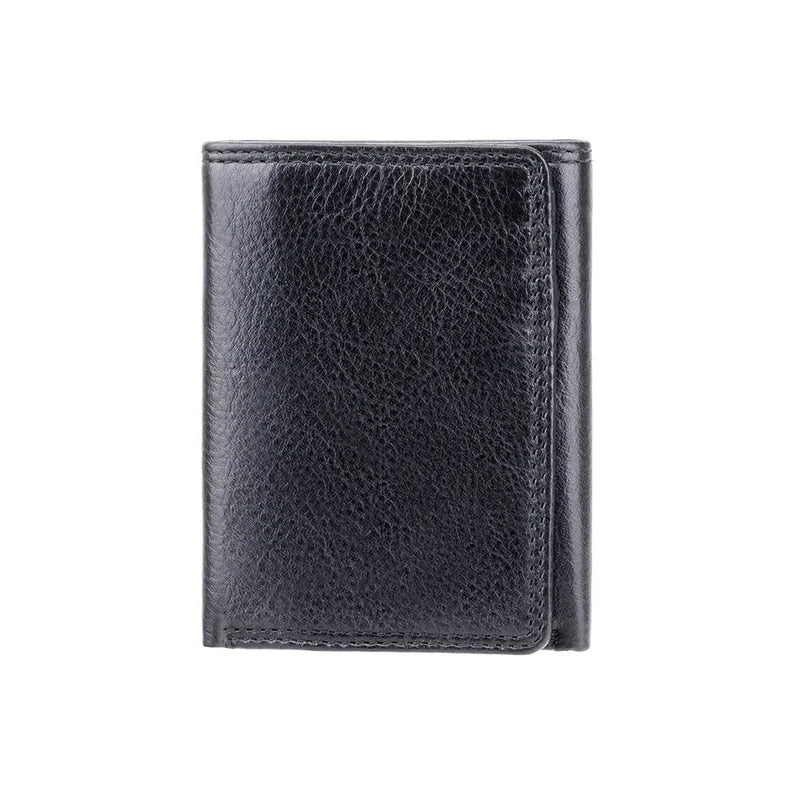 The "Compton" Slim Tri-Fold Wallet – Onyx Black Leather with RFID Protection