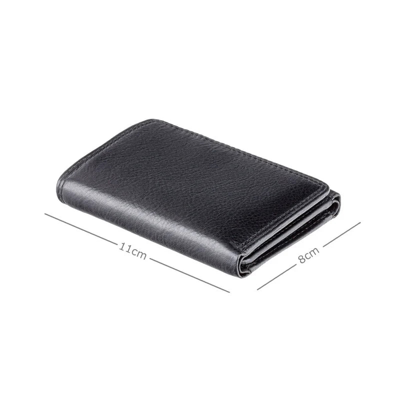 The "Compton" Slim Tri-Fold Wallet – Onyx Black Leather with RFID Protection