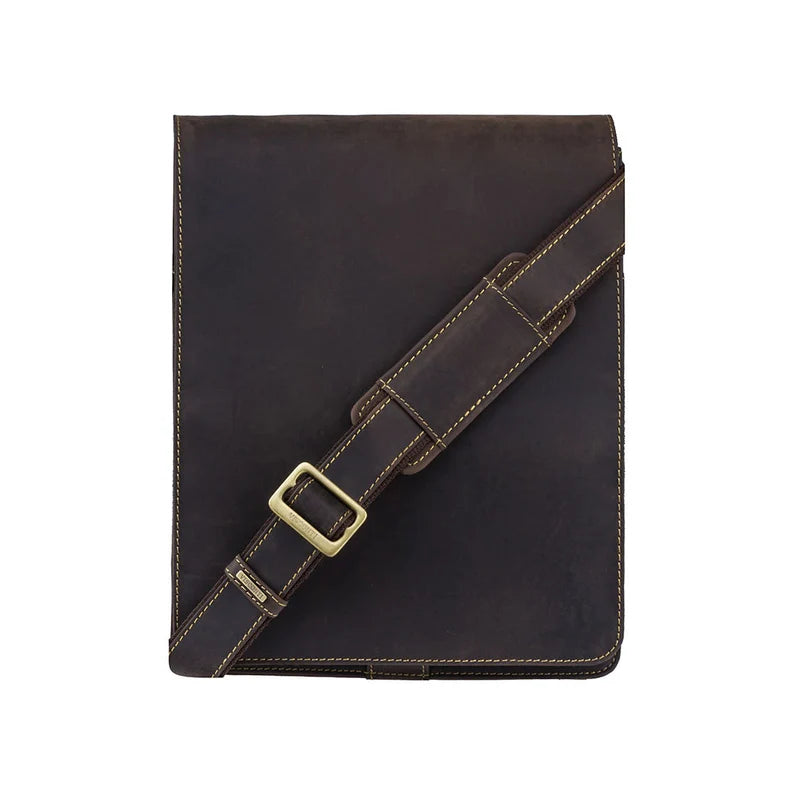 The Heritage Portrait Reporter Bag – Distressed Oiled Brown Leather