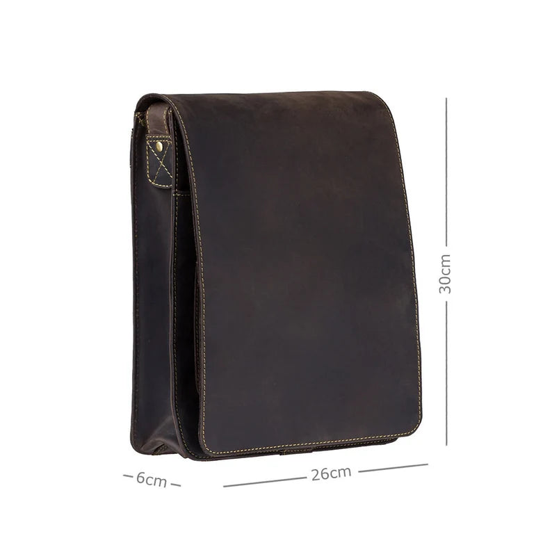 The Heritage Portrait Reporter Bag – Distressed Oiled Brown Leather