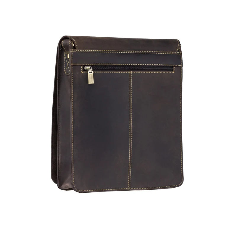 The Heritage Portrait Reporter Bag – Distressed Oiled Brown Leather