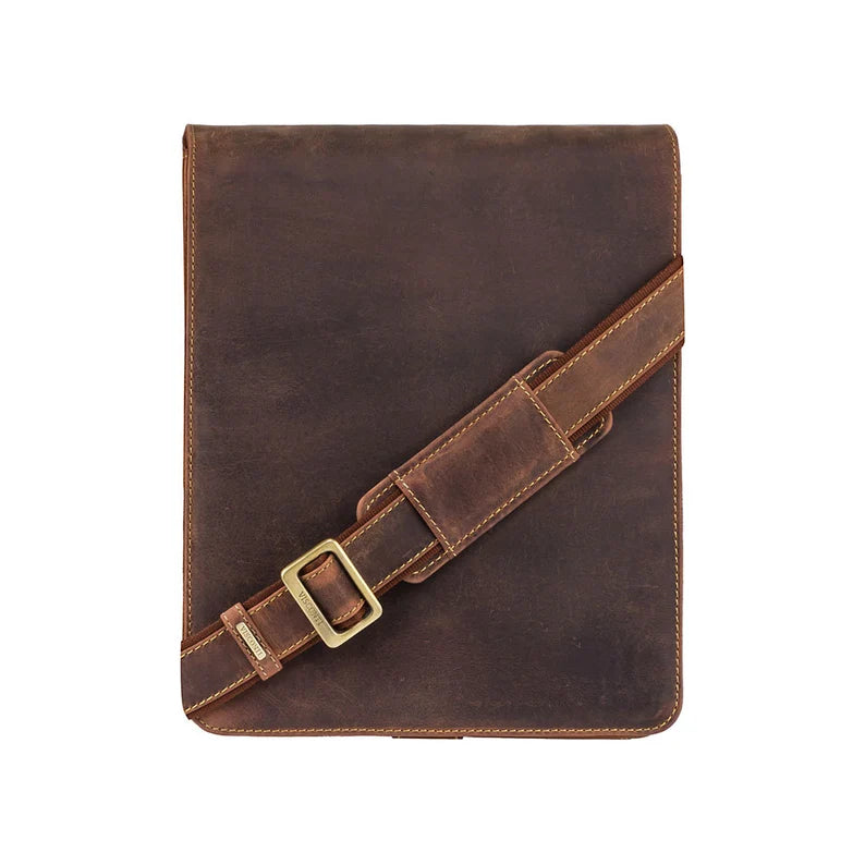 The "Explorer" Portrait Messenger – Oiled Tan Heritage Leather
