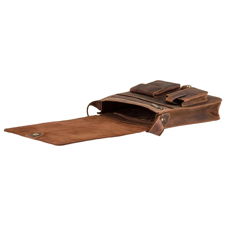 The "Explorer" Portrait Messenger – Oiled Tan Heritage Leather