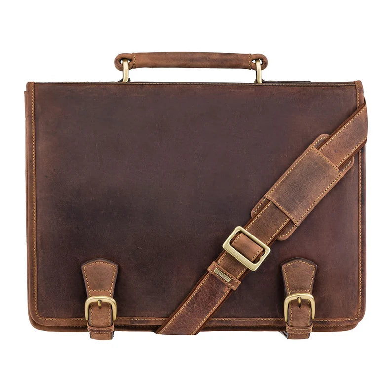 The "Commander" Multi-Compartment Briefcase – Oiled Tan Heritage