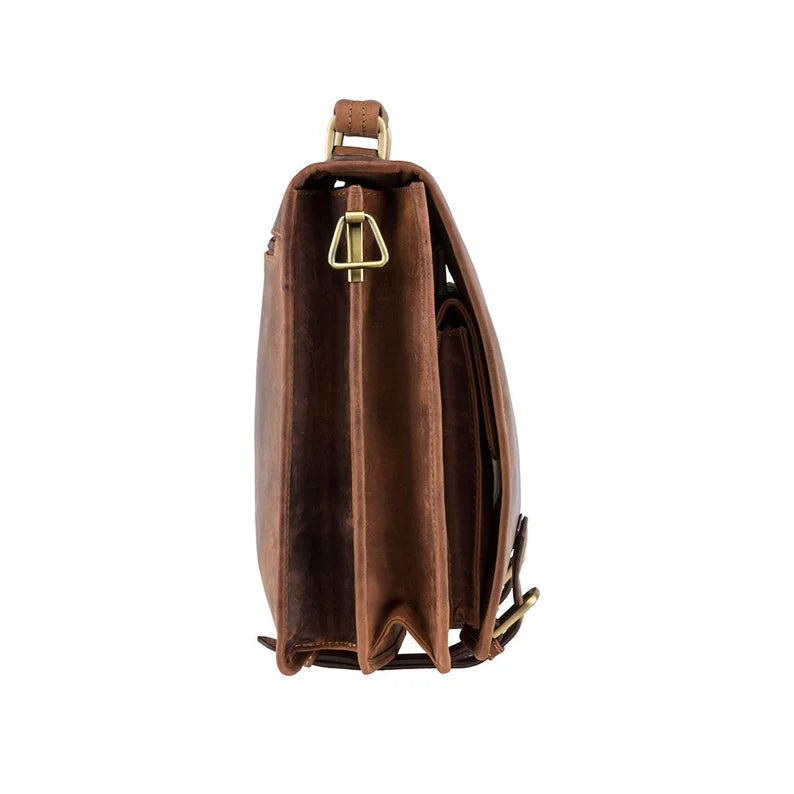 The "Commander" Multi-Compartment Briefcase – Oiled Tan Heritage