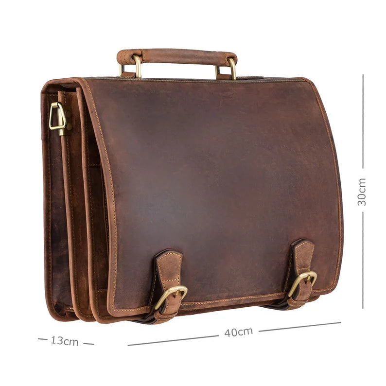 The "Commander" Multi-Compartment Briefcase – Oiled Tan Heritage