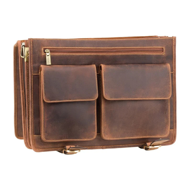 The "Commander" Multi-Compartment Briefcase – Oiled Tan Heritage