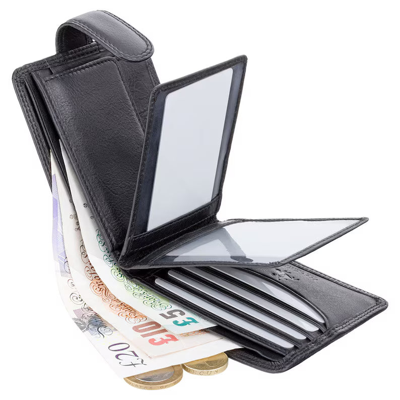 The "Strand" Heritage Wallet – Onyx Black Leather with RFID Protection