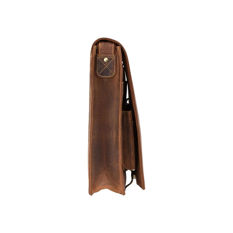 The "Explorer" Portrait Messenger – Oiled Tan Heritage Leather