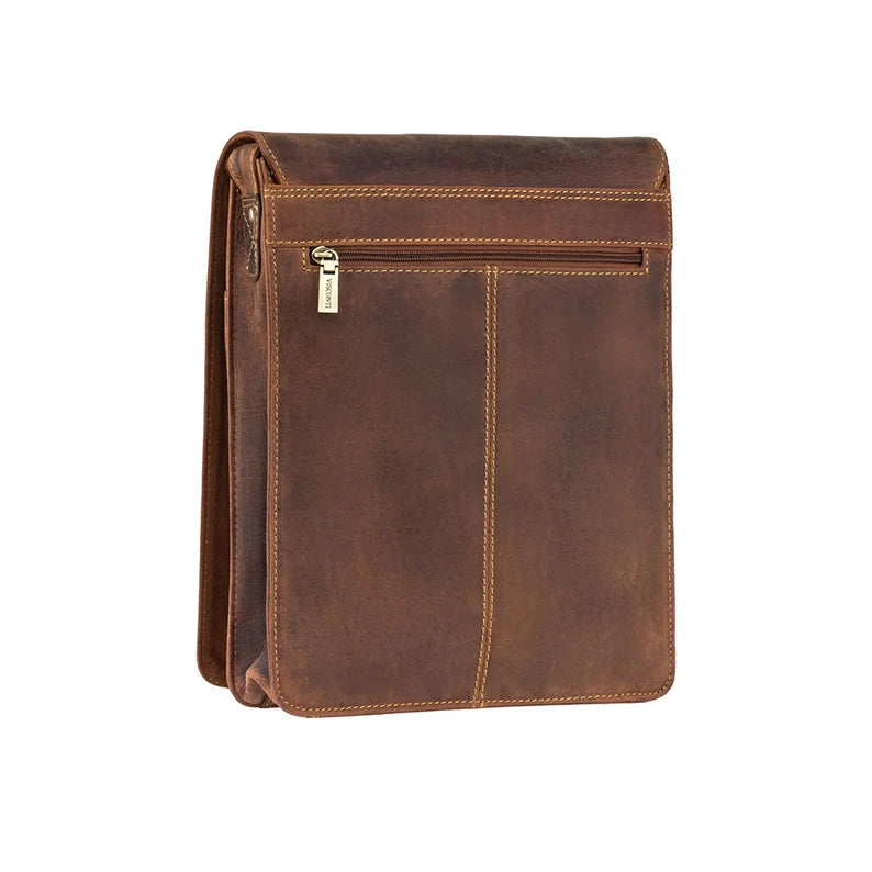 The "Explorer" Portrait Messenger – Oiled Tan Heritage Leather