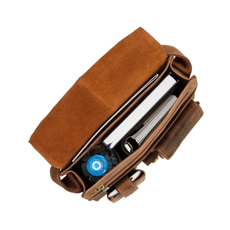 The "Explorer" Portrait Messenger – Oiled Tan Heritage Leather