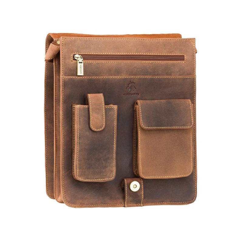 The "Explorer" Portrait Messenger – Oiled Tan Heritage Leather