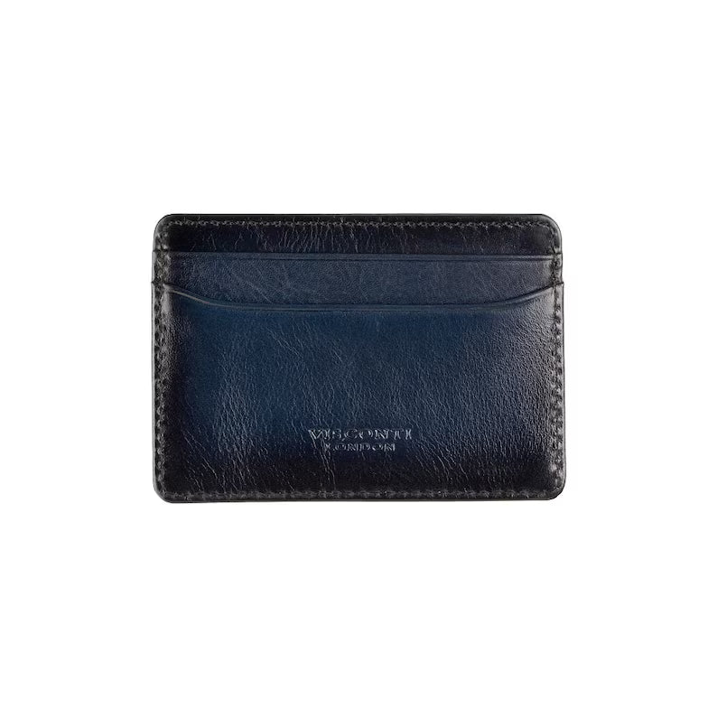 The "Atelier Evan" Card Holder – Midnight Blue Burnished Leather