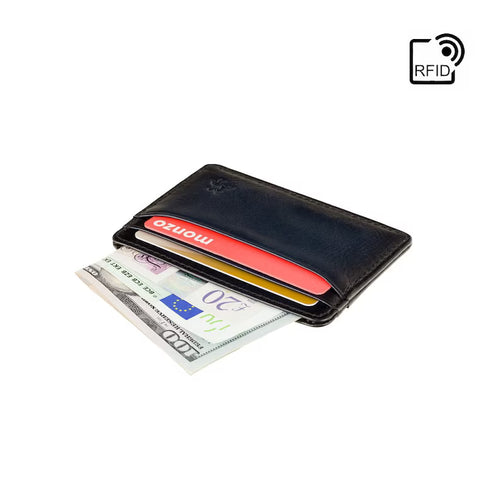 The "Atelier Evan" Card Holder – Midnight Blue Burnished Leather