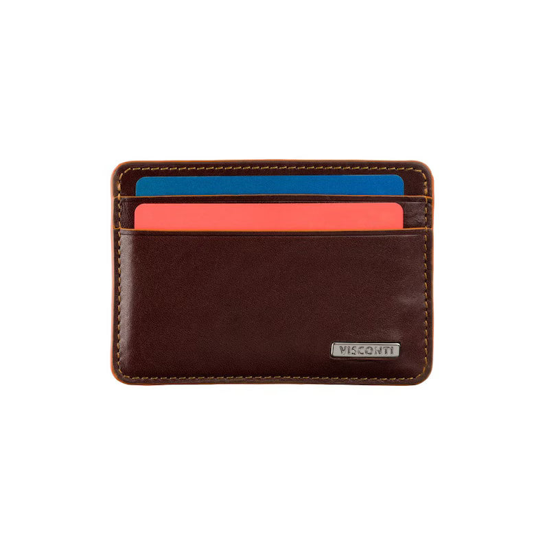 The "Trento" Artisan Card Holder – Full-Grain Sunrise Brown