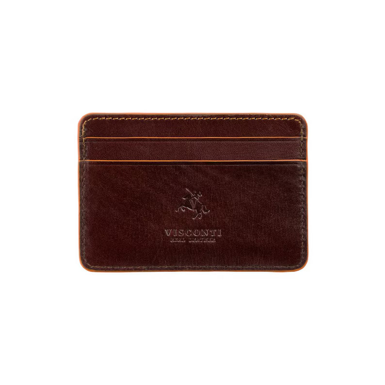 The "Trento" Artisan Card Holder – Full-Grain Sunrise Brown
